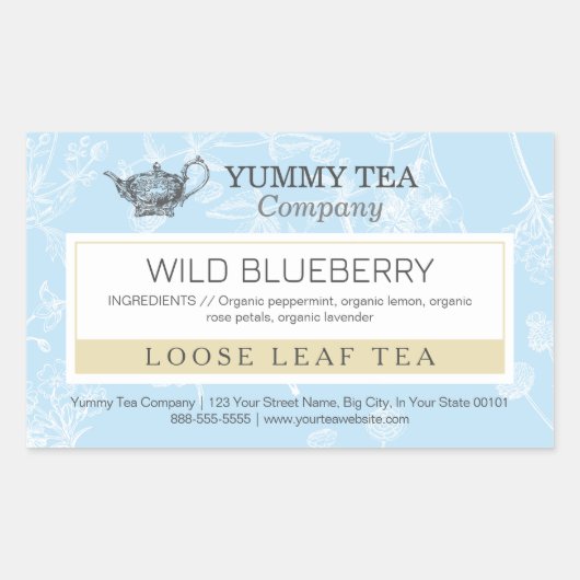 Blueberry - Losse Leaf Tea Label Sticker (Voorkant)