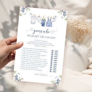 Blueberry Mam of Pappie Baby Shower Spelletjes
