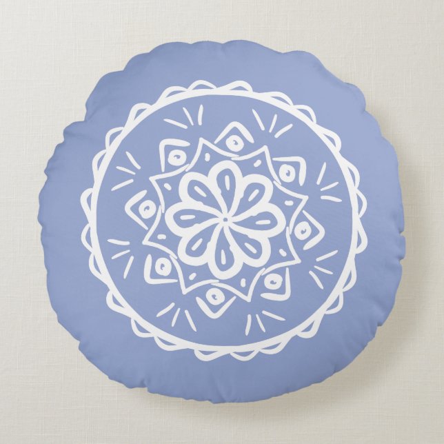 Blueberry Mandala Rond Kussen (Voorkant)