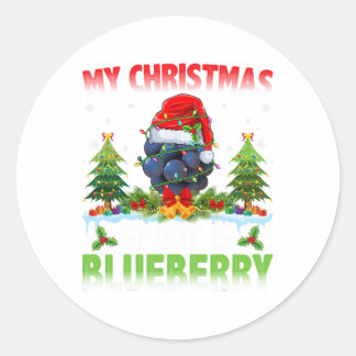 Blueberry met kerstmuts - Kerstsfeer is Ronde Sticker