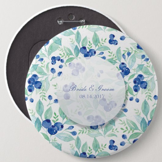 Blueberry Midzomer Rustic Wedding Ronde Button 6,0 Cm (Voorkant /achterkant)
