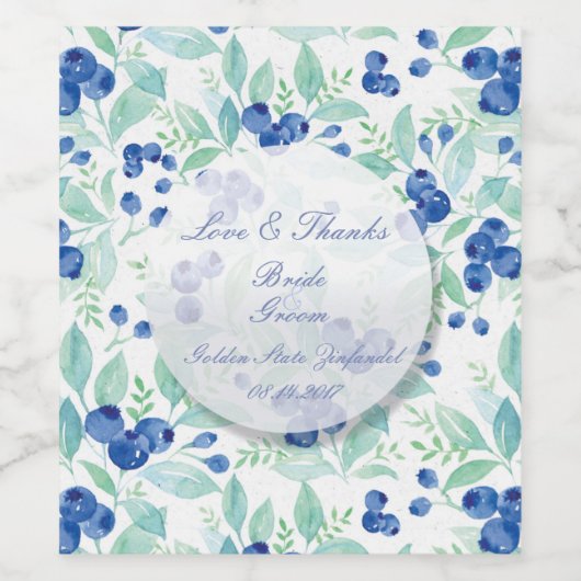 Blueberry Midzomer Rustic Wedding Wijn Etiket (Enkel label)