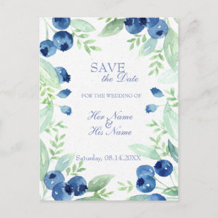 Blueberry Midzomer rustieke bruiloft SAVE the Date Aankondigingskaart