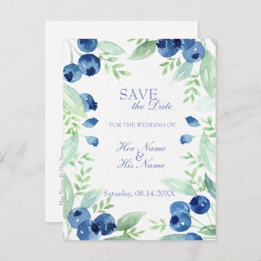 Blueberry Midzomer rustieke bruiloft SAVE the Date Aankondigingskaart (Voorkant / Achterkant)