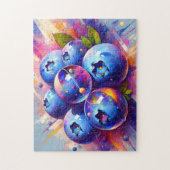 Blueberry Modern abstract Glass Marble Schilderij  Legpuzzel (Verticaal)