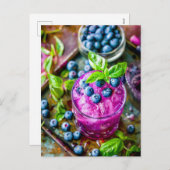 Blueberry Mojito – Zomercocktail Feestdagenkaart (Voorkant / Achterkant)