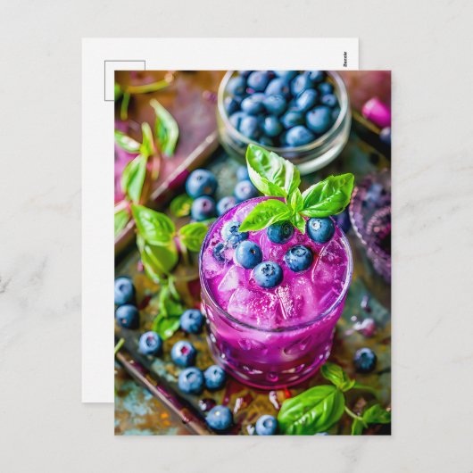 Blueberry Mojito – Zomercocktail Feestdagenkaart (Voorkant / Achterkant)
