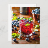 Blueberry Mojito – Zomercocktail Feestdagenkaart (Voorkant / Achterkant)