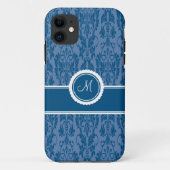 Blueberry Monogrammed Damask iPhone 5 Hoesje (Achterkant)
