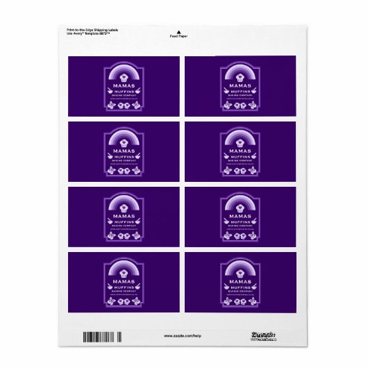 Blueberry Muffin Baker Etiket (Full Sheet)