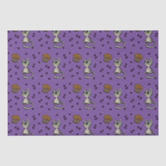 Blueberry Muffin Bloop Cat Patroon Tissuepapier (Voorkant)