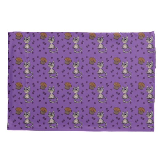 Blueberry Muffin Bloop Cat Pattern Pillowcase Kussensloop (Achterkant)