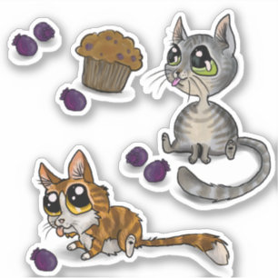 Blueberry Muffin Bloop Katten Sticker