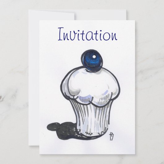 Blueberry Muffin Invitation Kaart (Voorkant)