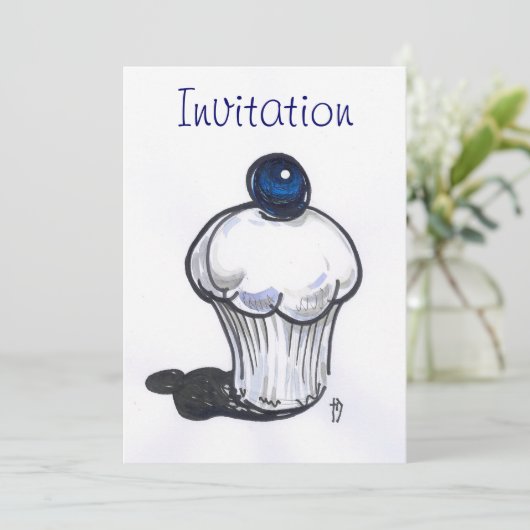 Blueberry Muffin Invitation Kaart (Staand voorkant)