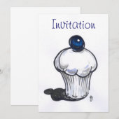 Blueberry Muffin Invitation Kaart (Voorkant / Achterkant)
