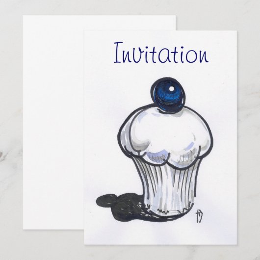 Blueberry Muffin Invitation Kaart (Voorkant / Achterkant)
