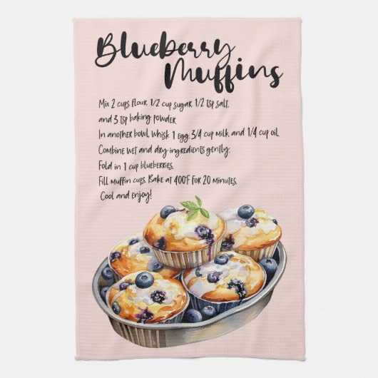 Blueberry muffins bakken recept theedoek (Verticaal)