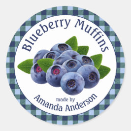 Blueberry Muffins Plaid 3" Cirkel Voedsel Label