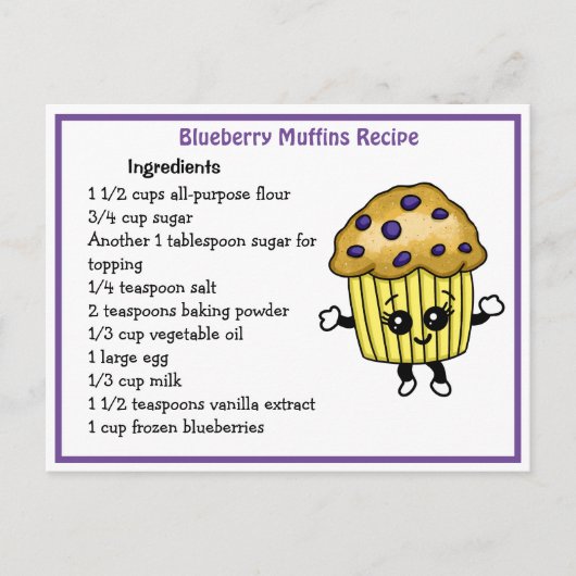 Blueberry Muffins Recept Kaart (Voorkant)
