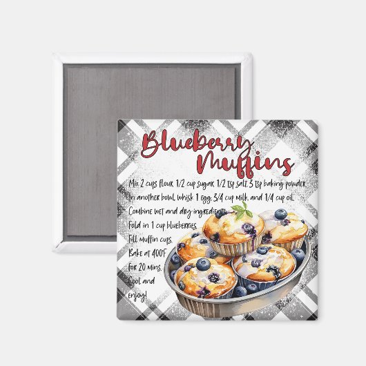 Blueberry Muffins Recipe Magneet (Voorkant / Achterkant)