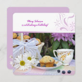 Blueberry muffins verjaardag brunch kaart (Voorkant / Achterkant)