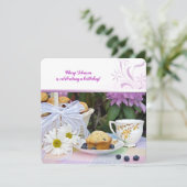 Blueberry muffins verjaardag brunch kaart (Staand voorkant)