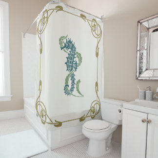 Blueberry Nouveau Art Deco Douche Gordijn Zeepaard