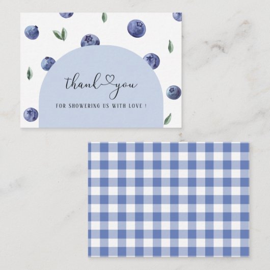 Blueberry One Birthday Boy Bedankt Baby shower Notitiekaartje (Voorkant / Achterkant)