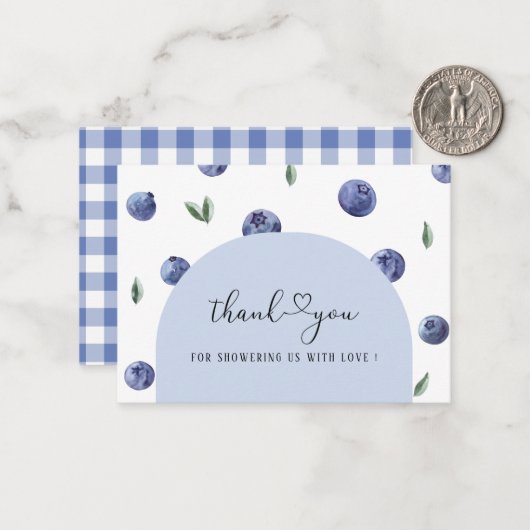 Blueberry One Birthday Boy Bedankt Baby shower Notitiekaartje (Voorkant / Achterkant in situ)