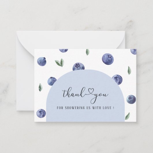 Blueberry One Birthday Boy Bedankt Baby shower Notitiekaartje (Voorkant)