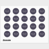 Blueberry Paarse | Bruiloft Klassiek Monogram Ronde Sticker (Vel)