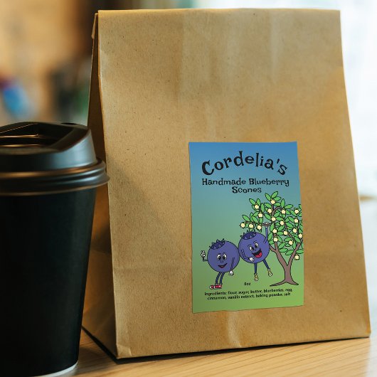 Blueberry Pals Grappige Cartoon Jam Scones en meer Voedselcontainer Etiket
