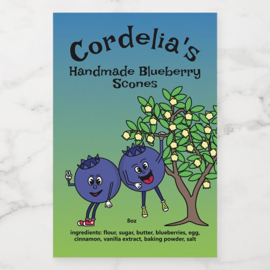 Blueberry Pals Grappige Cartoon Jam Scones en meer Voedselcontainer Etiket (Enkel label)