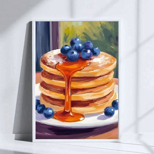 Blueberry Pancakes | Oil Painting Art Poster