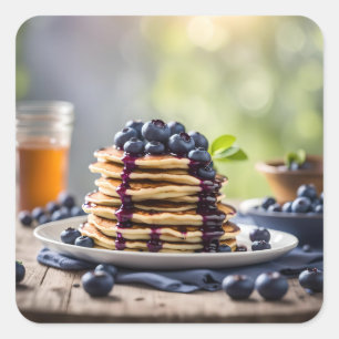Blueberry Pancakes Vierkante Sticker