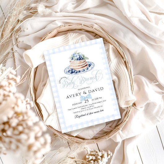 Blueberry Pannenkoek Baby Brunch Baby shower Boy Kaart