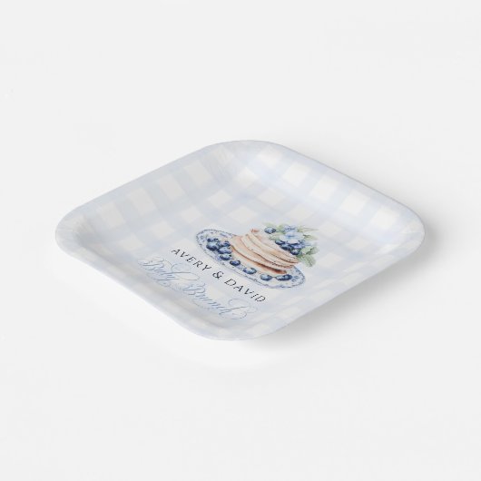 Blueberry Pannenkoek Baby Brunch Baby shower Boy Papieren Bordje (Gebogen)