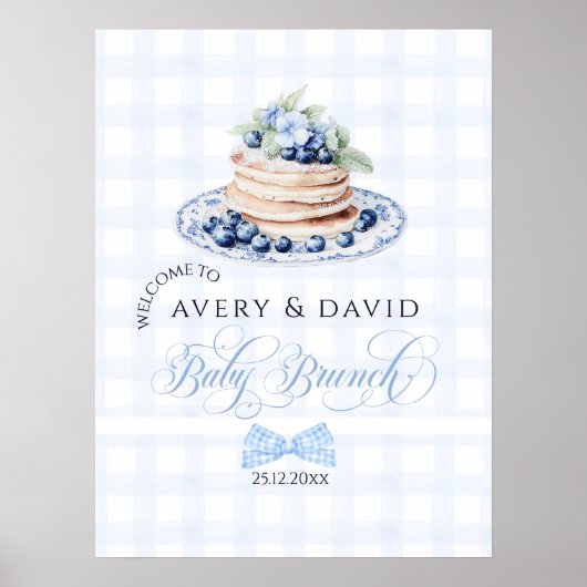 Blueberry Pannenkoek Baby Brunch Baby shower Boy Poster (Voorkant)