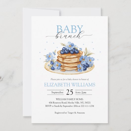 Blueberry Pannenkoek Baby Brunch Baby shower Kaart (Voorkant)