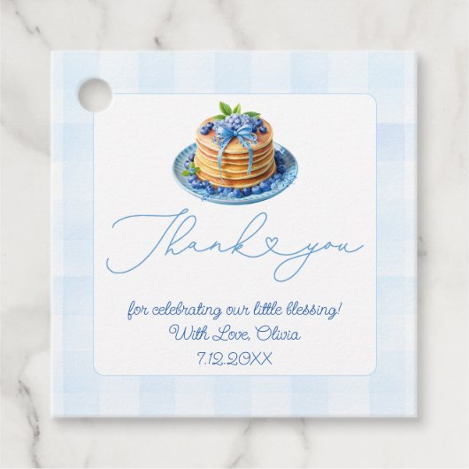 Blueberry Pannenkoek Baby Brunch Douche Dank u Bedankjes Labels (Voorkant)