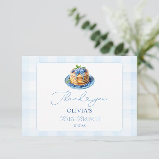 Blueberry Pannenkoek Baby Brunch Douche Dank u Kaart (Staand voorkant)