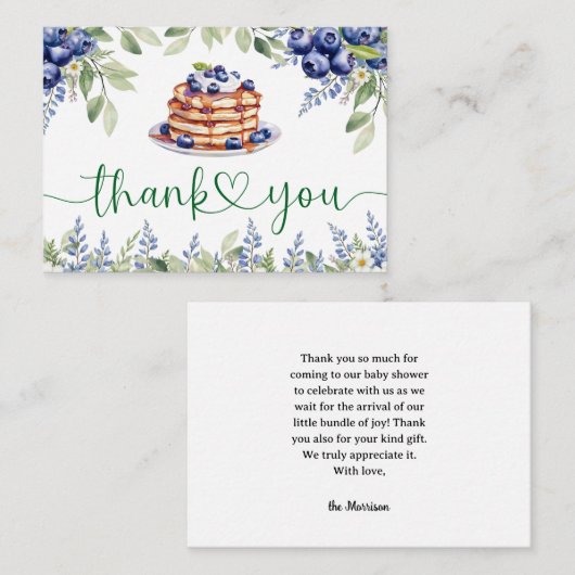 Blueberry Pannenkoek Baby shower Flat Bedankt Card Informatiekaartje (Voorkant / Achterkant)