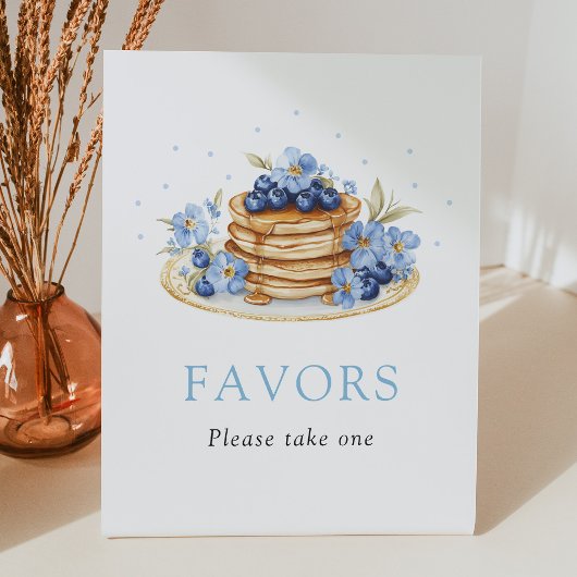 Blueberry Pannenkoek Brunch Favors Sign Reclamebord Met Voetstuk