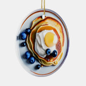 Blueberry pannenkoeken en gebakken ei pun kerst keramisch ornament (Rechts)