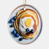 Blueberry pannenkoeken en gebakken ei pun kerst keramisch ornament (Links)