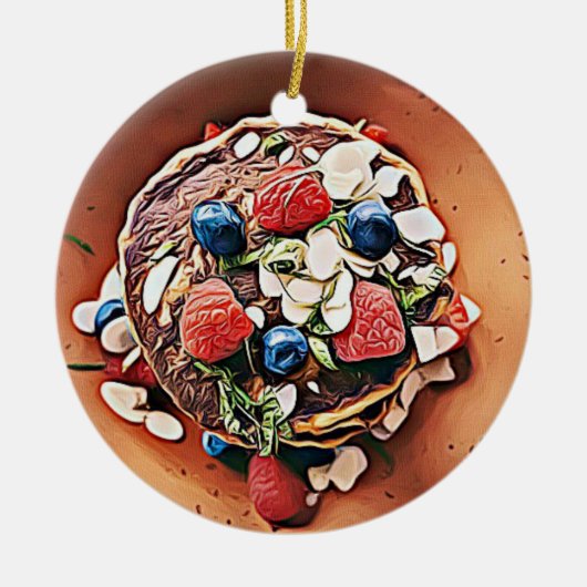 Blueberry Pannenkoeken Funny Gag Food Kerstmis Keramisch Ornament (Voorkant)