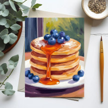 Blueberry-pannenkoeken | olieverfschilderij