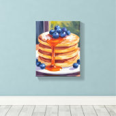 Blueberry-pannenkoeken | olieverfschilderij canvas afdruk (Insitu (Houten vloer))