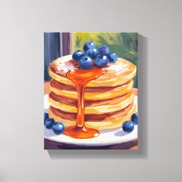 Blueberry-pannenkoeken | olieverfschilderij canvas afdruk